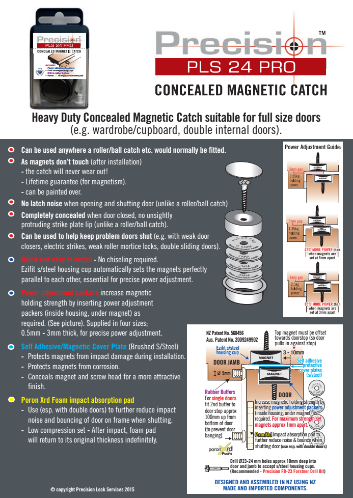 Precision Lock PLS-24 PRO Concealed Magnetic Catch